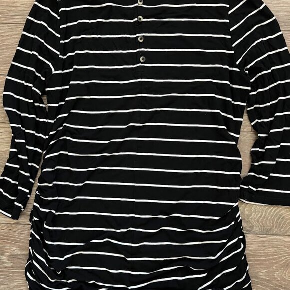 Jessica Simpson Maternity Black White 3/4 Sleeve Shirt Blouse Top Size Large - Picture 6 of 12